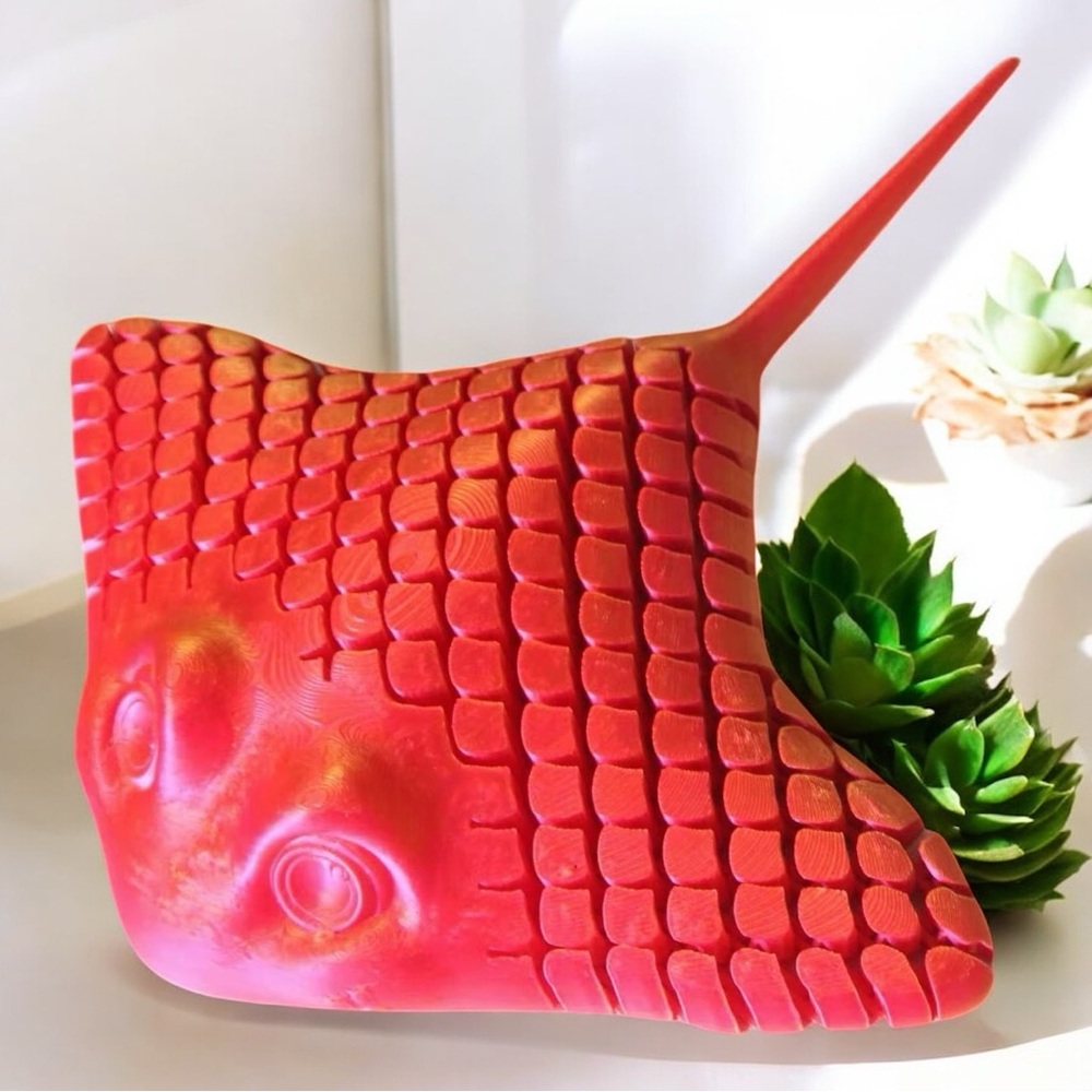 Vibrant Iridescent Pink Stingray 3D Printed Fidget Sculpture Toy